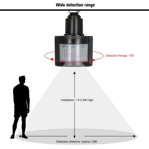 Outdoor 180 Degree PIR Induction Motion Sensor Detector