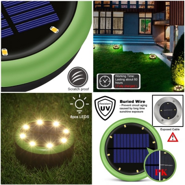 4PCS Solar Power LED Waterproof Spotlight