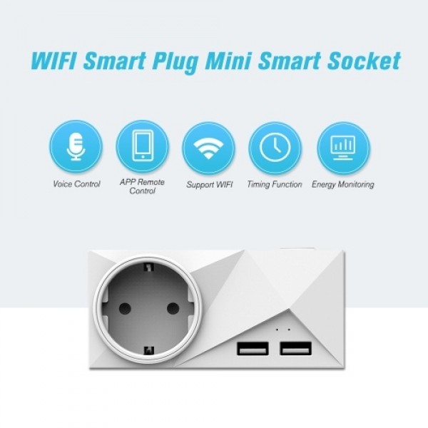 Wifi Smart Plug Mini Dual Outlets 2 USB Ports Smart Socket