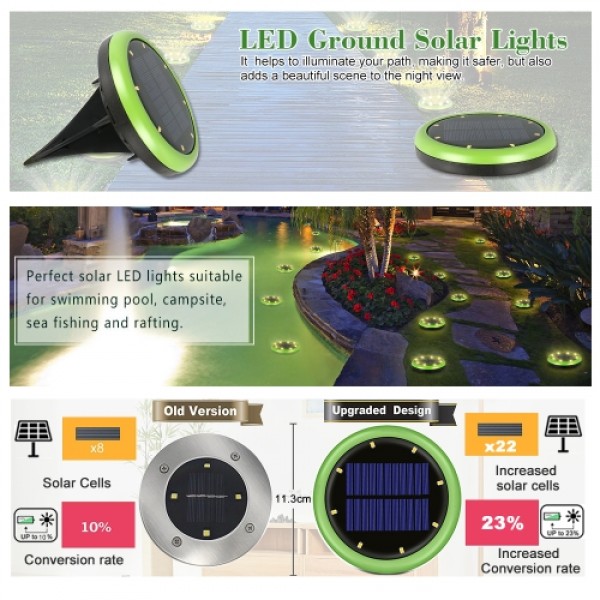 4PCS Solar Power LED Waterproof Spotlight