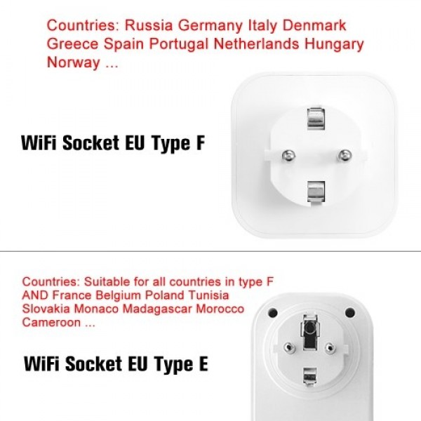 2PCS Mini Smart WiFi Socket EU Type F