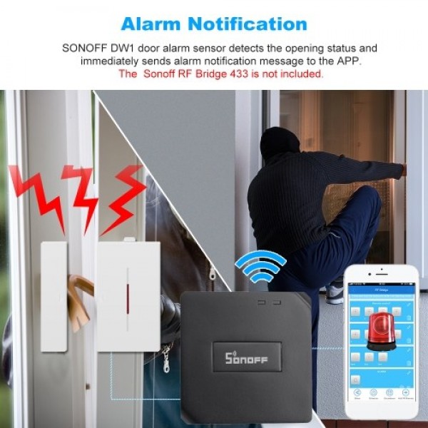 2PCS SONOFF DW1 Sensor 433Mhz Door Window Alarm Sensor Wireless Automation Anti-Theft Alarm Compatible With RF Bridge For Smart 