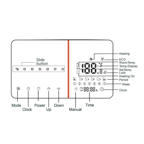 95-240V Programmable Thermostat 5+1+1 Six Periods Touchscreen LCD with Backlight Boiler Heating Temperature Controller 5A