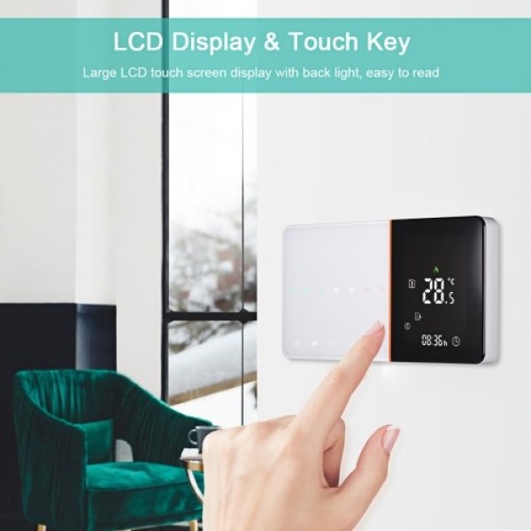 95-240V Programmable Thermostat 5+1+1 Six Periods Touchscreen LCD with Backlight Boiler Heating Temperature Controller 5A