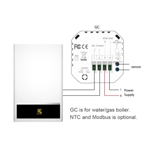 95-240V Programmable Thermostat 5+1+1 Six Periods Touchscreen LCD with Backlight Boiler Heating Temperature Controller 5A