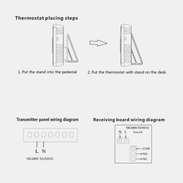 Wi-Fi Smart Thermostat Programmable Thermostat with RF Receiver Tabletop Wall-Mounted Style