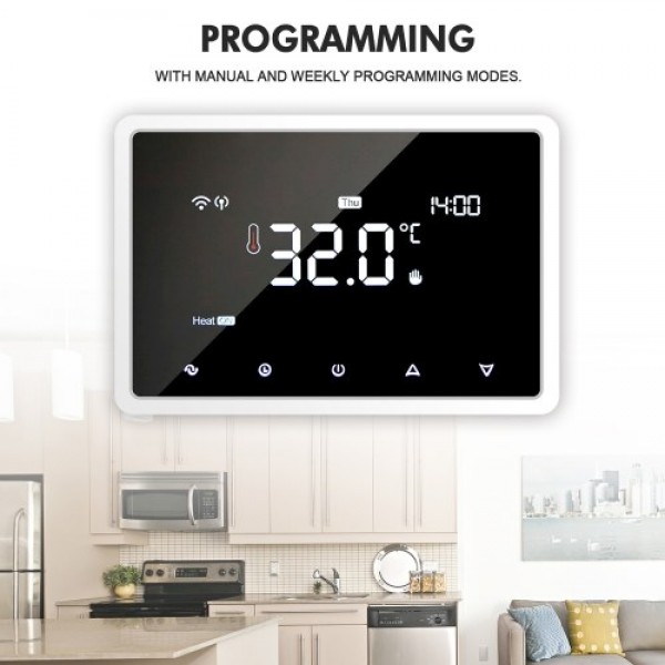 Wi-Fi Smart Thermostat Programmable Thermostat with RF Receiver Tabletop Wall-Mounted Style