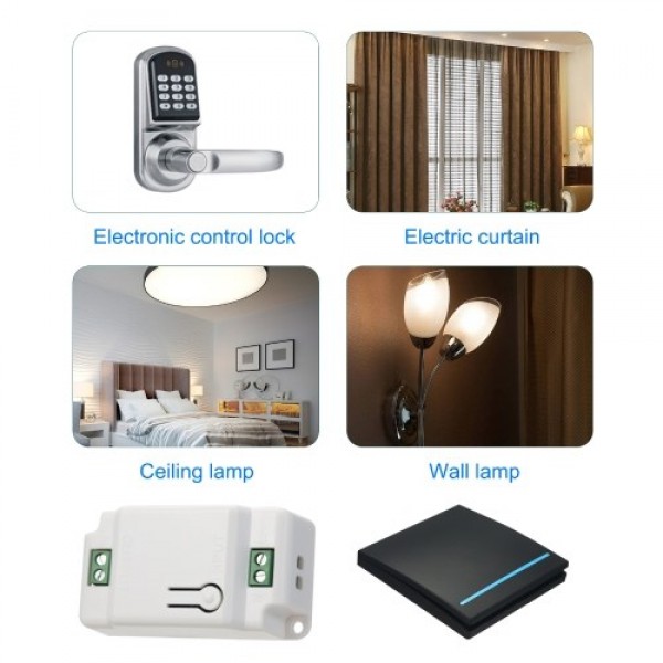 433HMz RF Wireless Remote Control Switch Module and Push Button Wall Light Switch Remote Controller 1527 with Stickers Free Posi