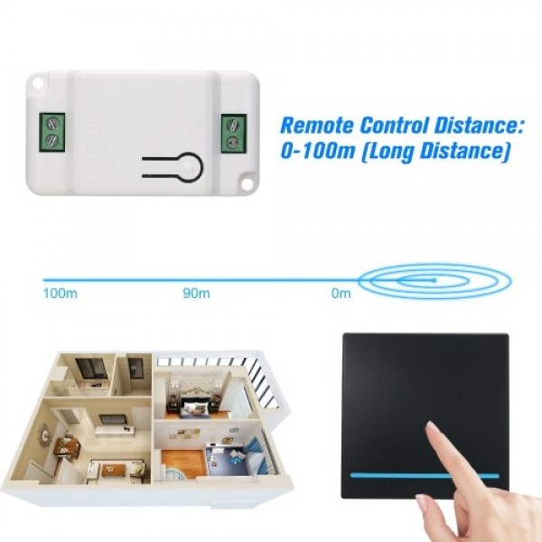 433HMz RF Wireless Remote Control Switch Module and Push Button Wall Light Switch Remote Controller 1527 with Stickers Free Posi