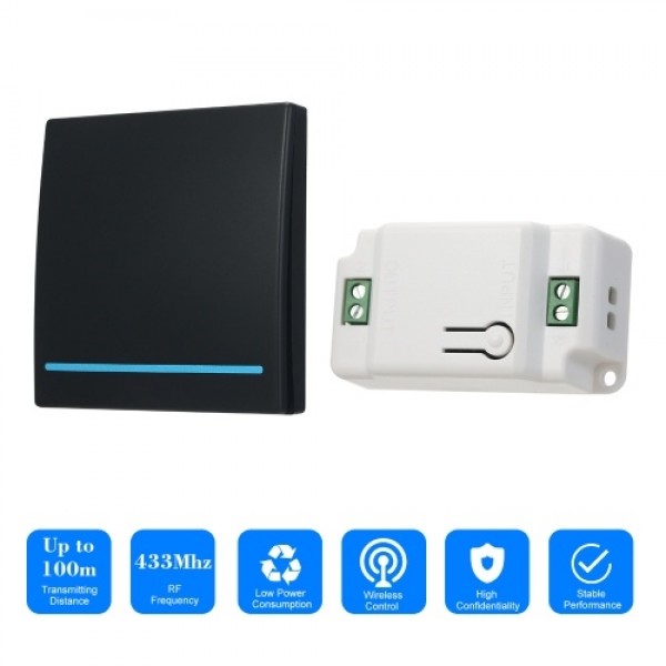 433HMz RF Wireless Remote Control Switch Module and Push Button Wall Light Switch Remote Controller 1527 with Stickers Free Posi