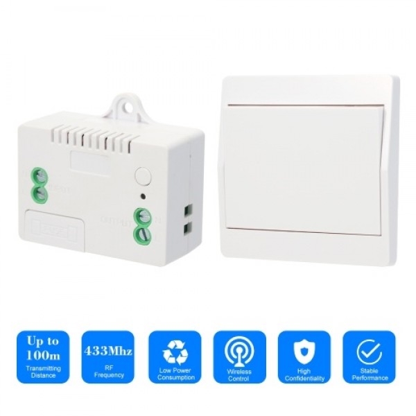 433HMz RF Wireless Remote Control Switch Module and Self-powered Push Button Wall Light Switch Remote Controller 1527 with Stick