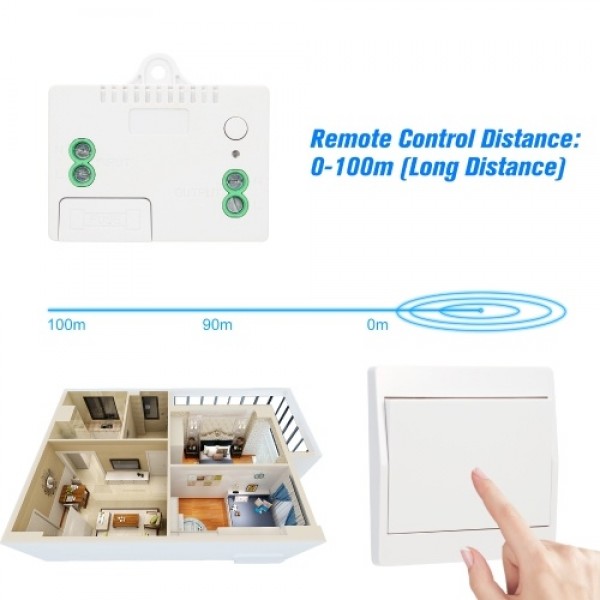 433HMz RF Wireless Remote Control Switch Module and Self-powered Push Button Wall Light Switch Remote Controller 1527 with Stick