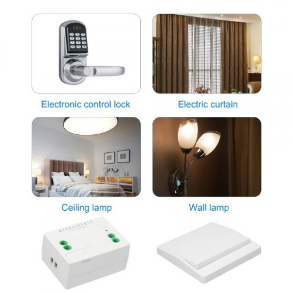 433HMz RF Wireless Remote Control Switch Module and Self-powered Push Button Wall Light Switch Remote Controller 1527 with Stick