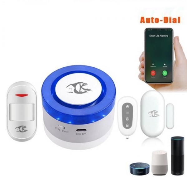 Wifi Alarm System 110dB Flash Strobe Siren Alarm Host Autodial Intercom IOS Android APP Tuya Remote Control Home Burglar Securit