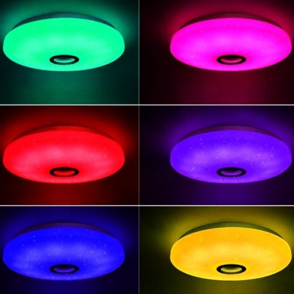 Smart LED Ceiling Light 36W RGB Multi-Color Lamp With Speaker Music Player  Lamp