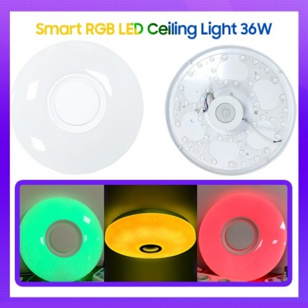 Smart LED Ceiling Light 36W RGB Multi-Color Lamp With Speaker Music Player  Lamp