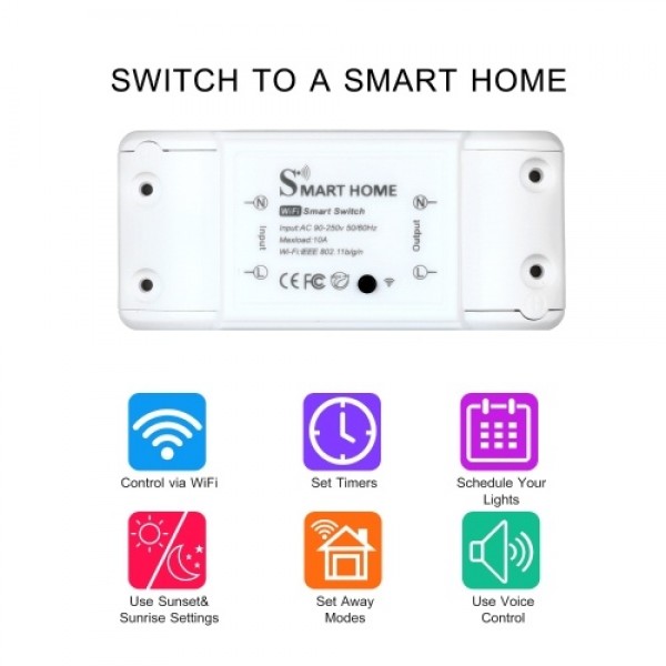 Basic Smart Remote Control Wifi Switch  Compatible with Alexa Google Assistant Smart Life App DIY Your Home via Smart Phone No H