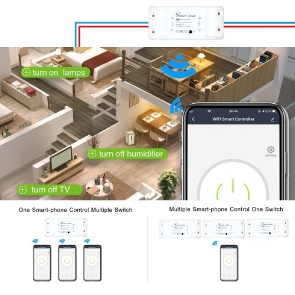 Basic Smart Remote Control Wifi Switch  Compatible with Alexa Google Assistant Smart Life App DIY Your Home via Smart Phone No H