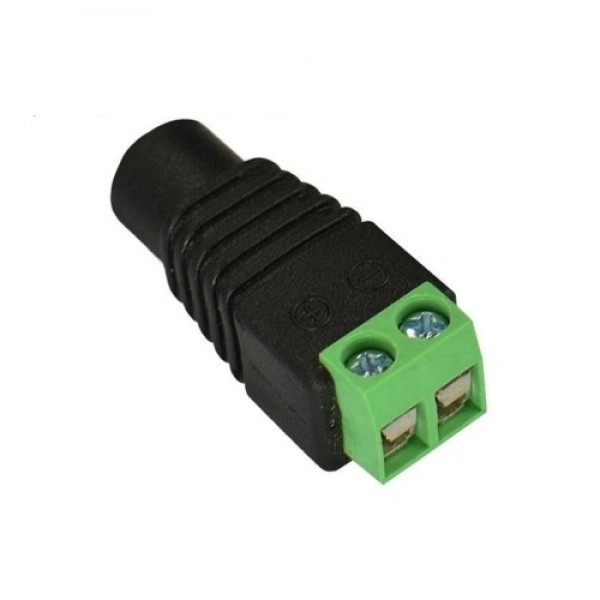 5.5mm x 2.1mm Female Male DC Power Plug Adapter for LED Strip and CCTV Cameras