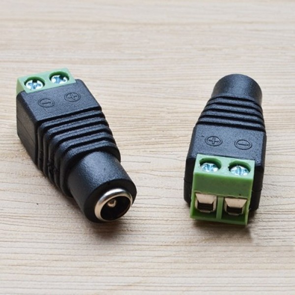 5.5mm x 2.1mm Female Male DC Power Plug Adapter for LED Strip and CCTV Cameras