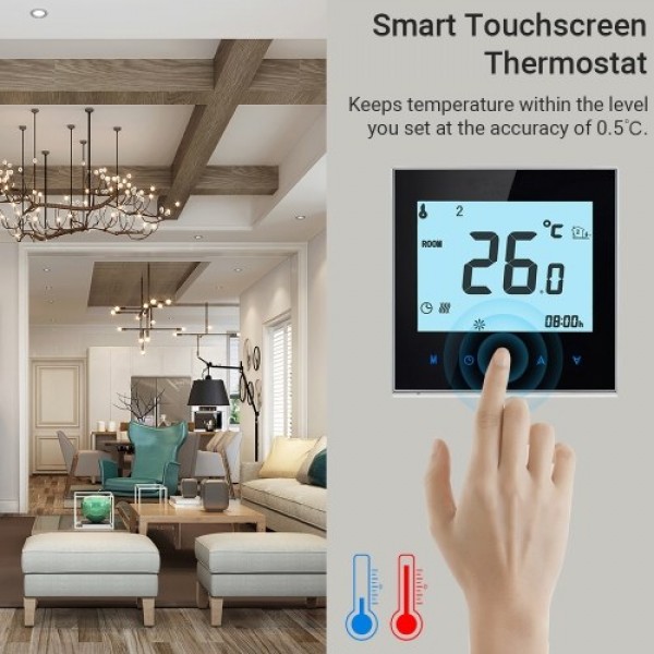 Home Programmable Thermostat with WiFi for Radiant Floor Heating System Smart Touchscreen Heat Only Thermostat with App and Voic