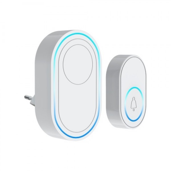 WiFi Smart Doorbell and Alarm Transmitter and Receiver with Plug-in Chime 58 Melodies 5 Volume Levels Mute Mode