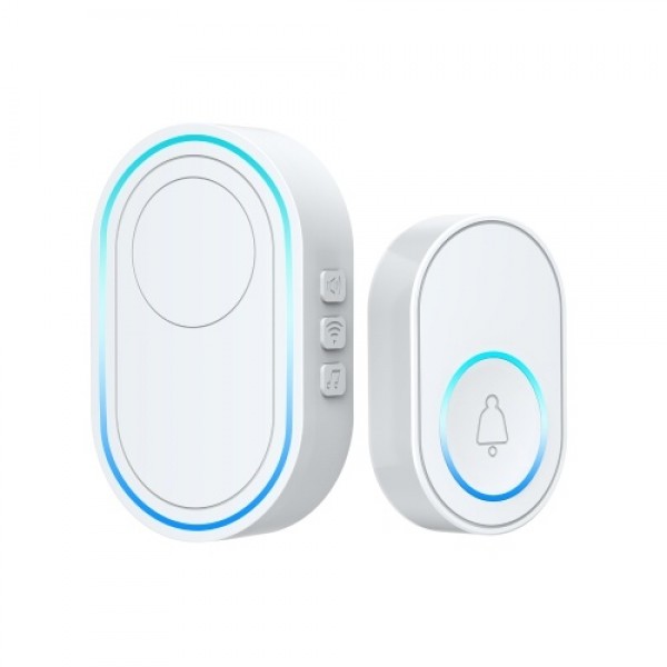 WiFi Smart Doorbell and Alarm Transmitter and Receiver with Plug-in Chime 58 Melodies 5 Volume Levels Mute Mode