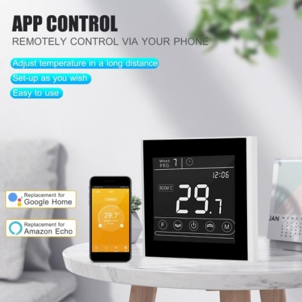 Smart Wifi Thermostat Programmable Water Heating Thermostat Temperature Controller LED Display Touchscreen Backlight Remote Cont