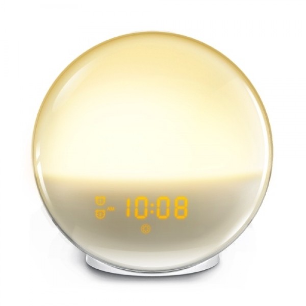 WiFi Wake-Up Light Smart Wake Up Workday Alarm Clock with 7 Colors Sunrise/Sunset &amp; Snooze Feature for Kids Heavy Sleepers D