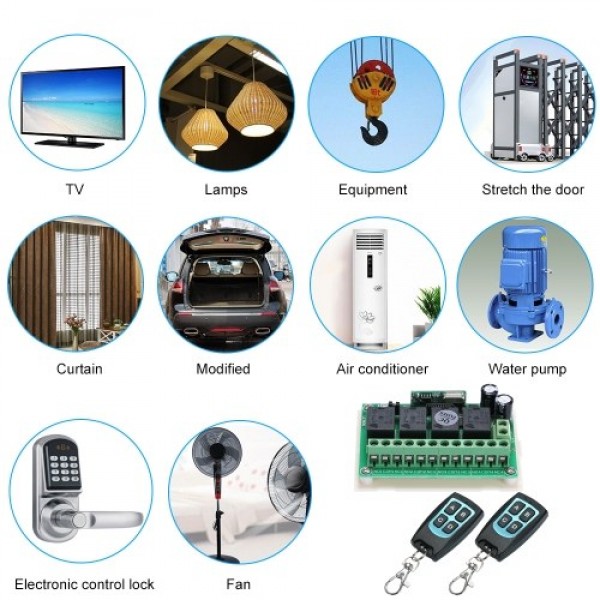 DC 12V 4CH Channel 433Mhz Wireless RF Switch Long Range Wireless Remote Control Switch DC12V RF Relay Receiver Module Transmitte