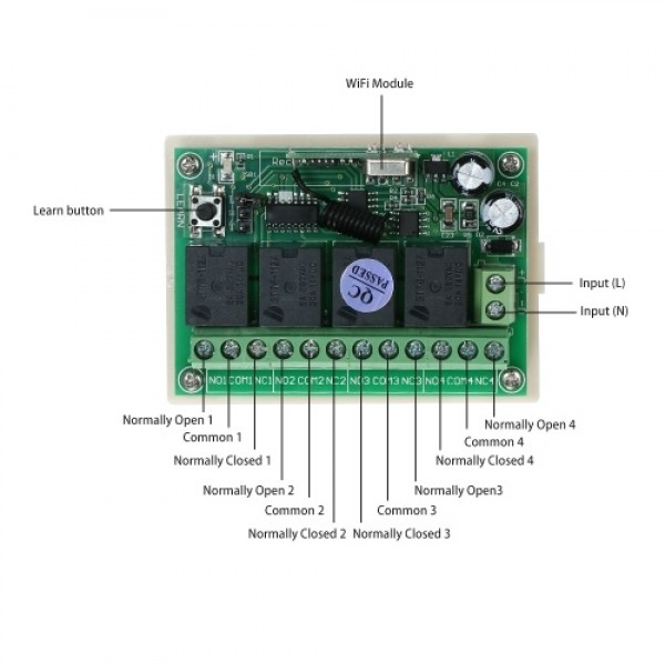 DC 12V 4CH Channel 433Mhz Wireless RF Switch Long Range Wireless Remote Control Switch DC12V RF Relay Receiver Module Transmitte