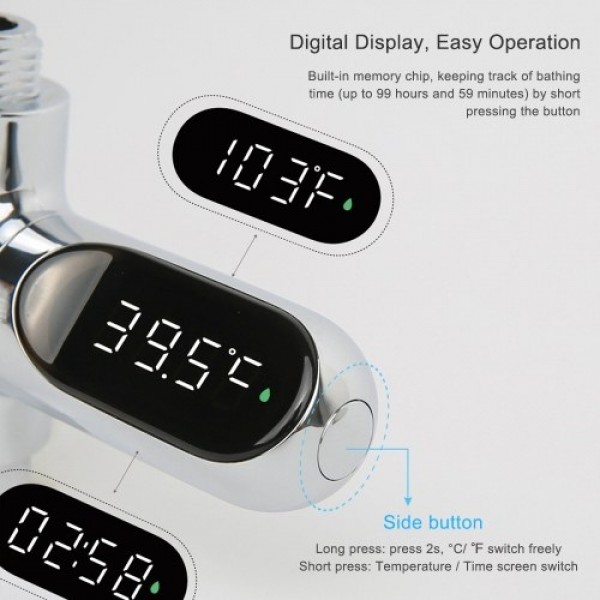 Digital Shower Thermometer ℃/℉ Bath Temperature Monitor