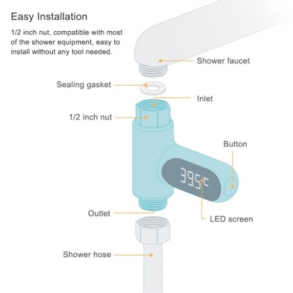 Digital Shower Thermometer ℃/℉ Bath Temperature Monitor