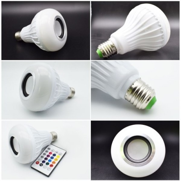 12W RGB BT Colorful Music Bulb LED Lamp E27 Wireless Speaker Smart Light Music Player Audio with Remote Control