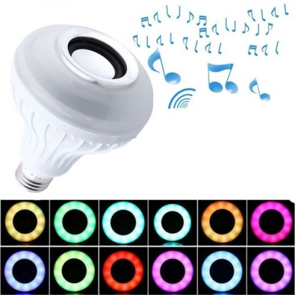 12W RGB BT Colorful Music Bulb LED Lamp E27 Wireless Speaker Smart Light Music Player Audio with Remote Control