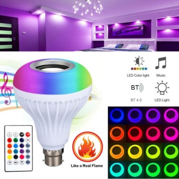 12W RGB BT Colorful Music Bulb LED Lamp E27 Wireless Speaker Smart Light Music Player Audio with Remote Control