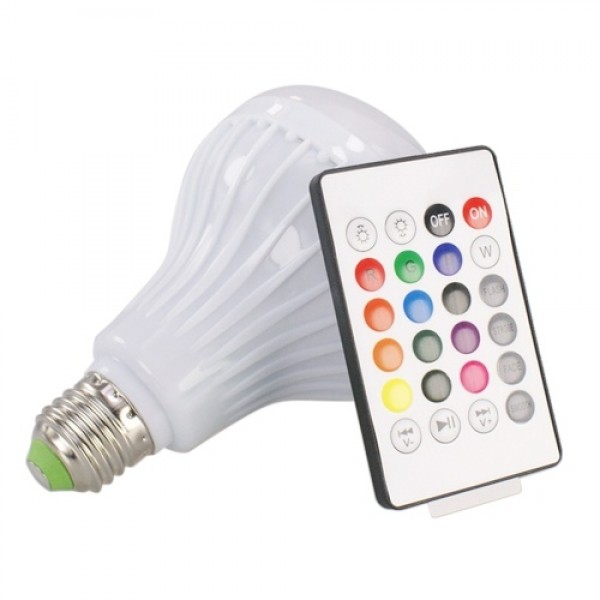 12W RGB BT Colorful Music Bulb LED Lamp E27 Wireless Speaker Smart Light Music Player Audio with Remote Control