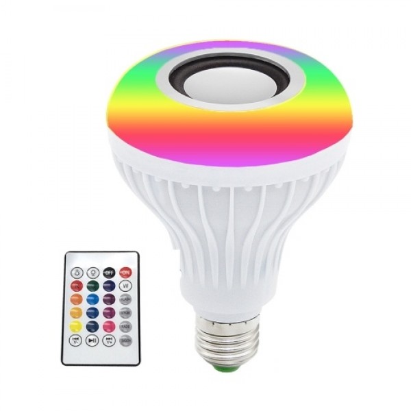 12W RGB BT Colorful Music Bulb LED Lamp E27 Wireless Speaker Smart Light Music Player Audio with Remote Control