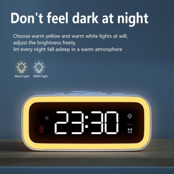 15W Wireless Charging Night Light Alarm Clock Desktop Bedroom Mobile Phone Wireless Charger