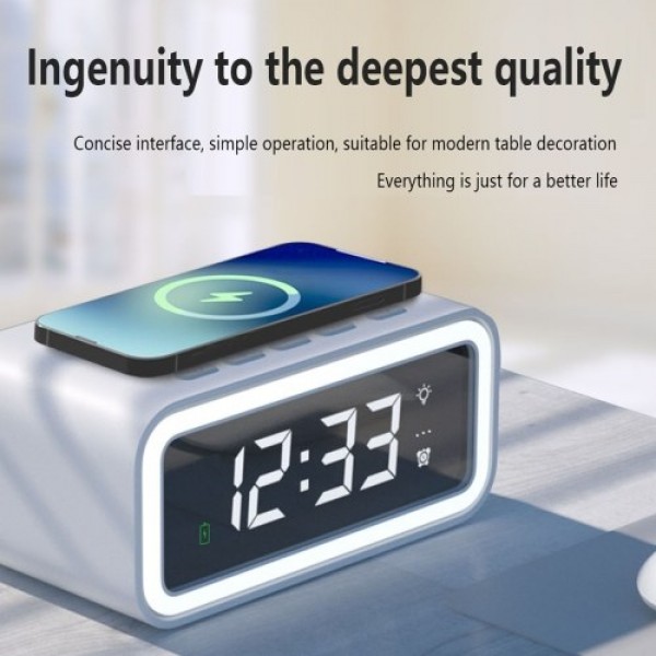 15W Wireless Charging Night Light Alarm Clock Desktop Bedroom Mobile Phone Wireless Charger