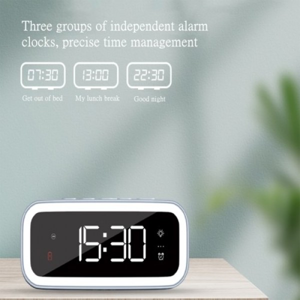 15W Wireless Charging Night Light Alarm Clock Desktop Bedroom Mobile Phone Wireless Charger