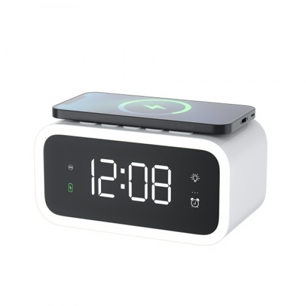 15W Wireless Charging Night Light Alarm Clock Desktop Bedroom Mobile Phone Wireless Charger