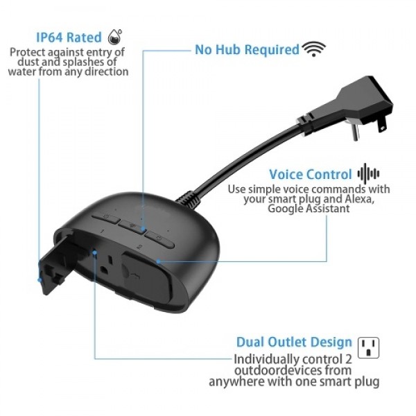 C188 Tuya WiFi Out Door Waterproof Fireproof Intelligent Outlets（US Plug）