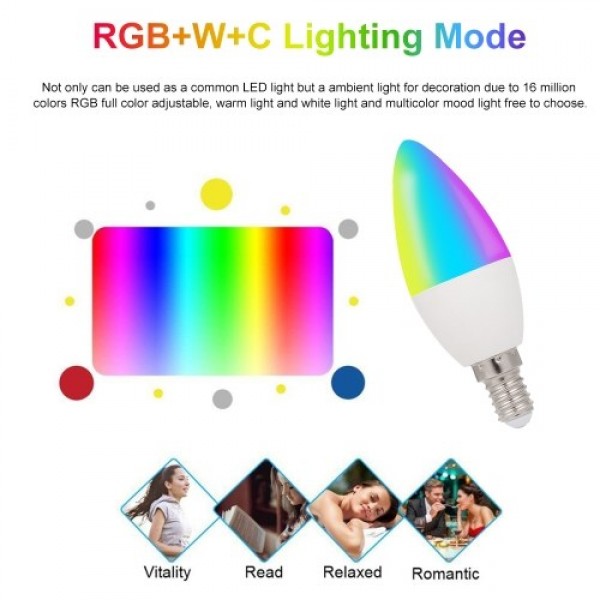 WiFi Smart Bulb RGB+W+C LED Candle Bulb