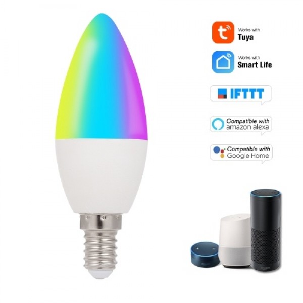 WiFi Smart Bulb RGB+W+C LED Candle Bulb