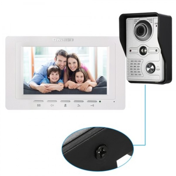 OWSOO  7 inch Wired Video Doorbell Indoor Monitor with IR-CUT Rainproof Outdoor Camera Visual Intercom Two-way Audio Remote Unlo