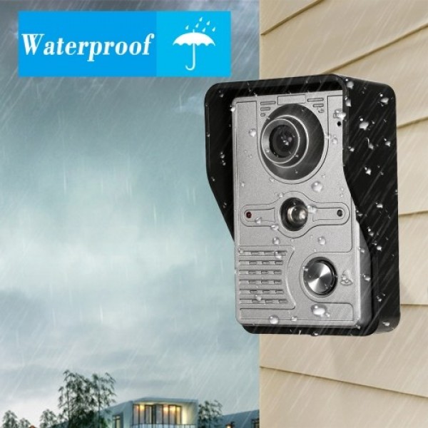 OWSOO  7 inch Wired Video Doorbell Indoor Monitor with IR-CUT Rainproof Outdoor Camera Visual Intercom Two-way Audio Remote Unlo