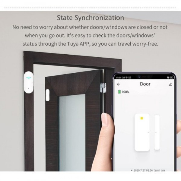 Smart Wireless Door and Window Sensor with Real-Time Alarm Smartphone Monitor App Alerts Wireless Door Open Reminder for Home Se