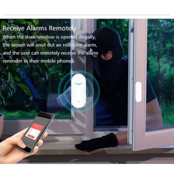 Smart Wireless Door and Window Sensor with Real-Time Alarm Smartphone Monitor App Alerts Wireless Door Open Reminder for Home Se