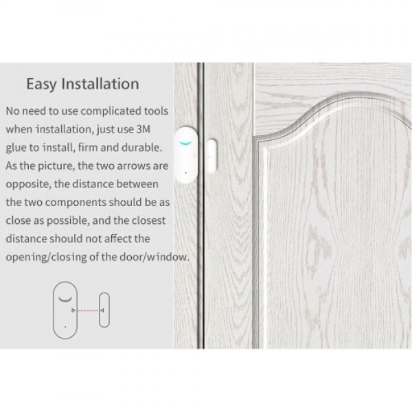 Smart Wireless Door and Window Sensor with Real-Time Alarm Smartphone Monitor App Alerts Wireless Door Open Reminder for Home Se